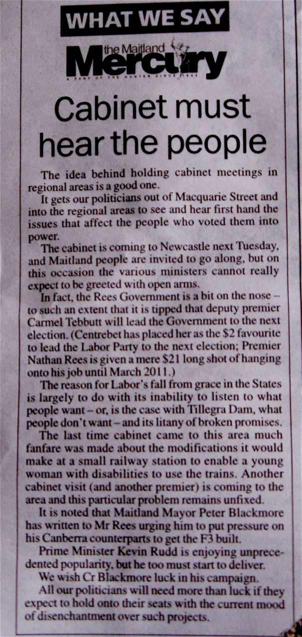 Maitland Mercury editorial 29 Mar 2009